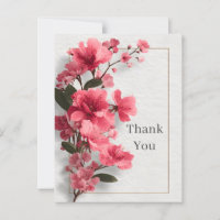 Carte de remerciements en papier texturé rose flor