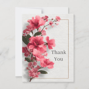 Postale Carte de remerciements en papier texturé rose flor