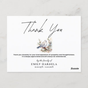 Postale Carte de remerciements funéraire de la colombe aqu