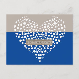 Postale Carte de remerciements latine bleu et blanc