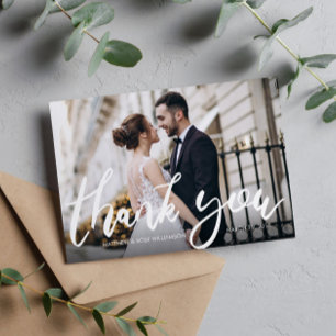Postale Carte de remerciements mariage de script amusant