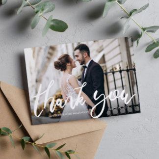 Postale Carte de remerciements mariage de script amusant