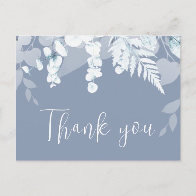 Postale Carte de remerciements Mariage Dusty Blue Boho (Devant)