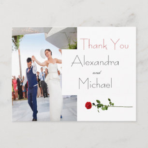 Postale Carte de remerciements Mariage floral simple et él