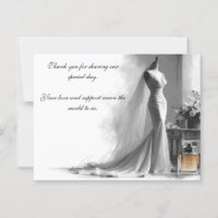 Carte de remerciements Mariage romantique - Robe d