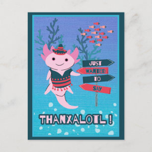 Postale Carte de remerciements mexicain Axolotl mignon