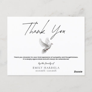 Postale Carte de remerciements minimaliste simple Memorial