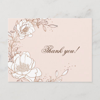 Postale Carte de remerciements Peony Rose Étalage de feuil