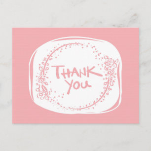 POSTALE CARTE DE REMERCIEMENTS ROSE