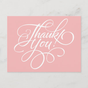 Postale Carte de remerciements rose en poudre élégant
