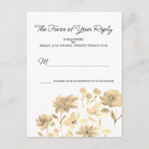 Postale Carte de réponse de conception florale à l'aquarel
