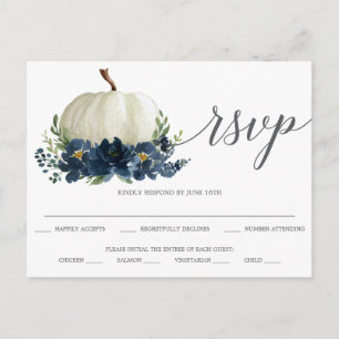 Postale Carte de réponse de mariage à la citrouille floral