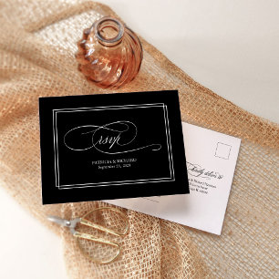 Postale Carte de réponse de mariage chic minimaliste noir