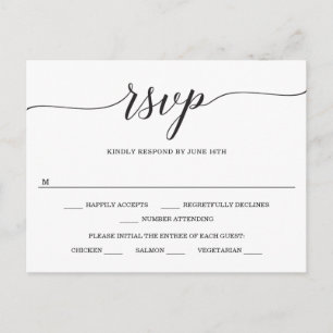 Postale Carte de réponse de mariage Élégance minimale