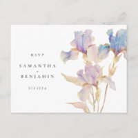 Carte de réponse de mariage floral Iris élégant 