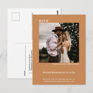 Postale Carte de réponse de mariage minimaliste photo mode