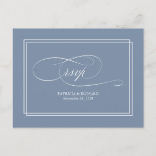 Postale Carte de réponse de mariage simple élégante bleu p