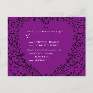 Postale Carte de réponse du Mariage gothique du coeur mauv