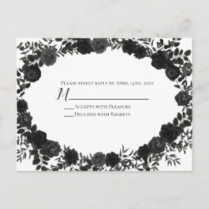 Postale Carte de réponse du Mariage gothique Rose blanc et