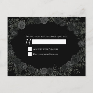 Postale Carte de réponse du Mariage gothique Rose blanc et