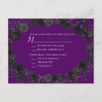 Carte de réponse du Mariage gothique Rose violet e