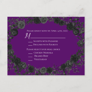 Postale Carte de réponse du Mariage gothique Rose violet e