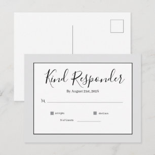 Postale Carte de réponse minimale élégante pour mariage