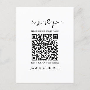 Postale Carte de réponse QR Code scannable pour mariage mo