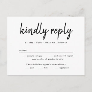 Postale Carte de réponse RSVP couleur modifiable pour les 