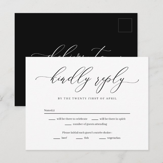 Postale Carte de réponse RSVP pour Forever Love Editable C (Devant / Derrière)