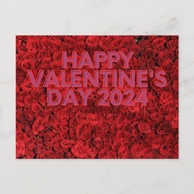Postale Carte de Saint-Valentin rose rouge (Devant)