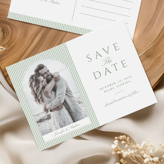 Postale Carte de sauvegarde de date de mariage vert sauge