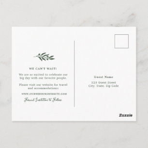 Postale Carte de sauvegarde de mariage aux olives vert sau