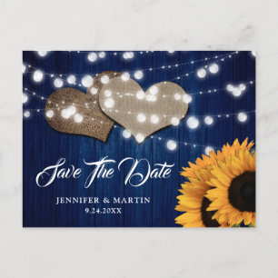 Postale Carte de sauvegarde de mariage bleu marine tournes
