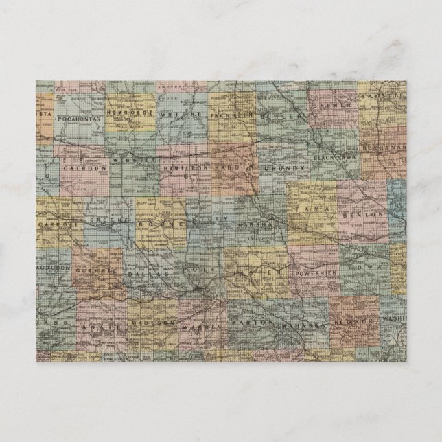 Postale Carte de section de l'Iowa (Devant)