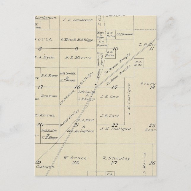 Postale Carte de section du comté de T23S R23E Tulare (Devant)