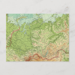 Postale Carte de Sibérie avec routes maritimes