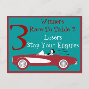 Postale Carte de table convertible rouge Bunco rétro #3