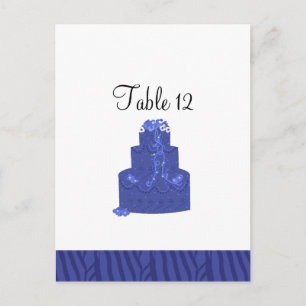 Postale Carte de table de mariage avec gâteau royal bleu