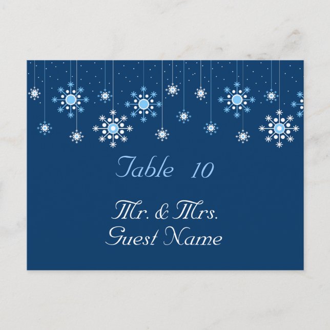 Postale Carte de table de mariage hivernal (Devant)