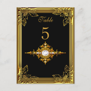 Postale Carte de table en or noir numéro de siège