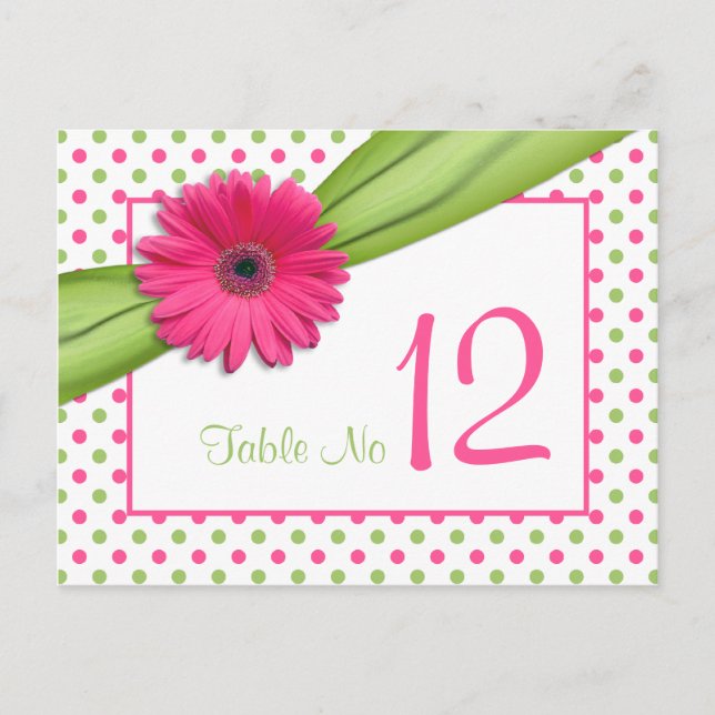 Postale Carte de table Pois Mariage Rose Green Daisy (Devant)