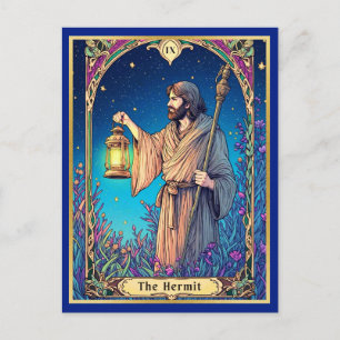 Postale Carte de tarot Art Nouveau, l'Ermite