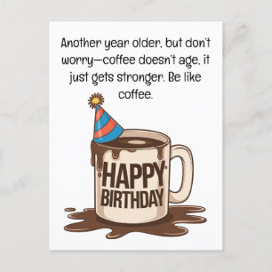 Postale Carte de tasse de café d'anniversaire : Vœux merve
