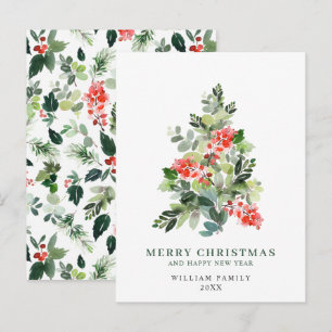 Postale Carte de vacances Budget Holly Berry Christmas Tre