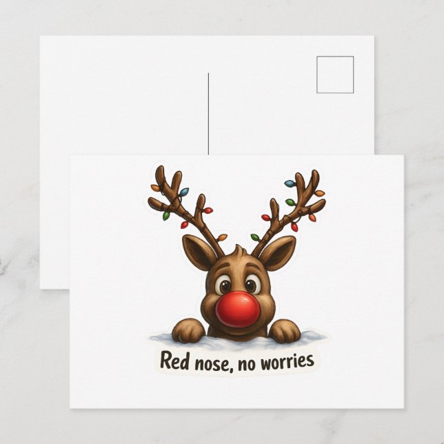 Postale 🎄 Carte de vacances de renne drôle 🦌✨ (Devant / Derrière)