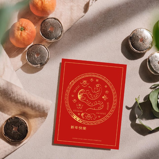 Postale Carte de vacances pour serpent chinois 2025 (Créateur téléchargé)