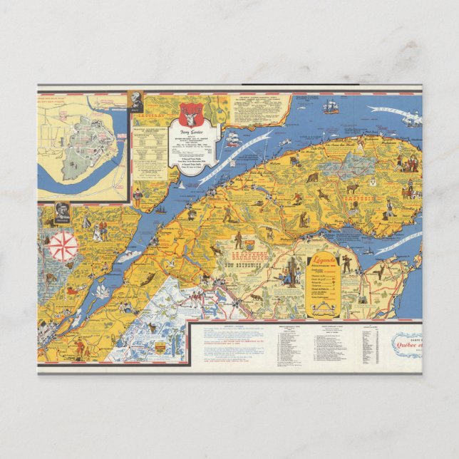 Postale Carte de Vacanes, Québec, Gaspésie (Canada) (Devant)