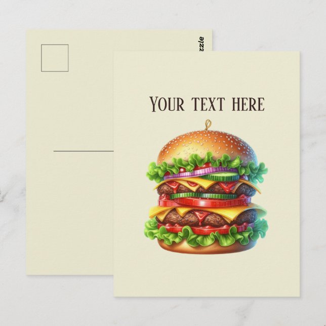 Postale Carte de visite Fun Hamburger ajouter un message n (Devant / Derrière)
