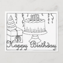 Carte de vœux à dessin au trait pour anniversaire